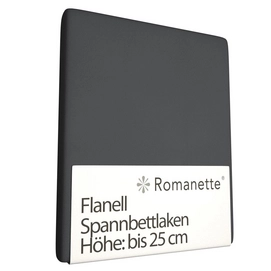 Spannbettlaken Romanette Anthrazit (Flanell)-80 x 200 cm