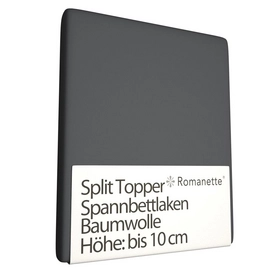 Split Topper Spannbettlaken Romanette Anthrazit (Baumwolle)-160 x 200 cm
