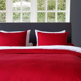 Dekbedovertrek Heckett & Lane Refined Uni Stripe Aurora Red Satijn