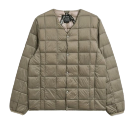 Jacket Taion Unisex V Neck Button Down Khaki