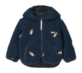 Babyjas Liewood Mara Pile Jacket With Ears Rocket / Classic Navy / Embroidery