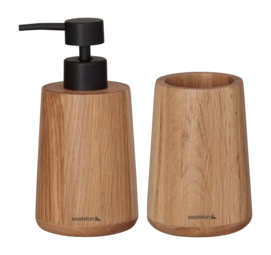 Badkamerset Sealskin Earth - Seifenspender 150 ml - Zahnputzbecher