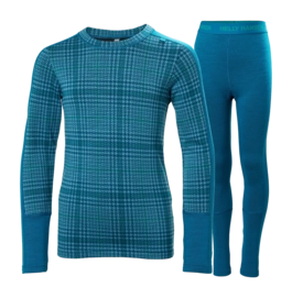 Baselayerset Helly Hansen Junior Graphic Lifa Merino Cerulean Blue AOP Set Regular Fit