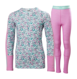 Baselayerset Helly Hansen Junior Graphic Lifa Merino Meta Pink AOP Set Regular fit