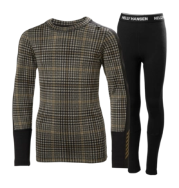 Baselayerset Helly Hansen Junior Graphic Lifa Merino Sepia AOP Set Regular Fit