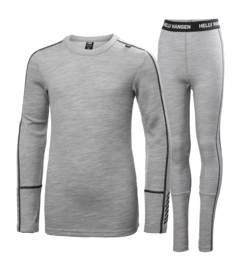 Baselayerset Helly Hansen Junior Lifa Merino Midweight Grey Melange Regular Fit
