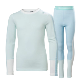 Baselayerset Helly Hansen Junior Lifa Merino Midweight Light Cyan Set Regular Fit