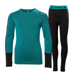 Baselayerset Helly Hansen Junior Lifa Merino Midweight Signal Green Set Regular Fit