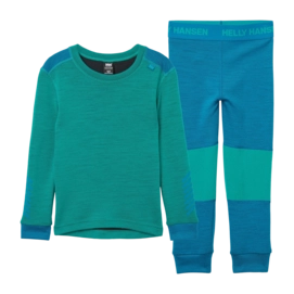 Baselayerset Helly Hansen Kids Lifa Merino Set Signal Green Tweedelig
