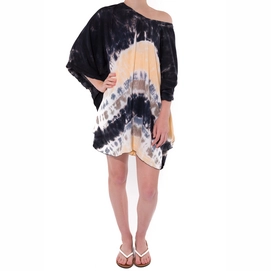 Strandkleid Pure Kenya Batik Short Dress Black Peach Damen-Einheitsgröße