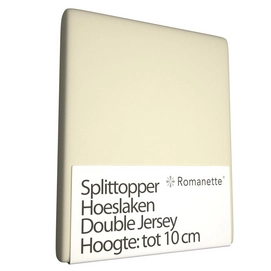 Double Jersey Split Topper Hoeslaken Romanette Beige-Lits-Jumeaux (160 x 200/210/220 cm)