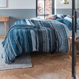 Bettwäsche Beddinghouse Boyd Blau Baumwolle