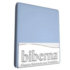 Feinjersey-Spannbetttuch Biberna Blau Objektbereich