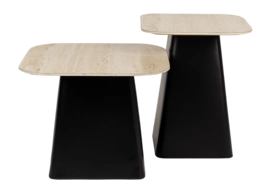 Bijzettafel White Label Living Baru Beige -  Set of 2