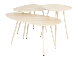 Bijzettafel White Label Living Faiz Beige - Set of 3