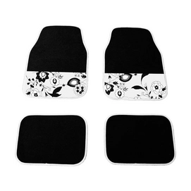 Mattenset Carpoint Uni Black Flower (4-delig)