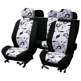 Stoelhoesset Carpoint Black Flower Airbag (9-delig)