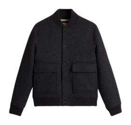 Bomberjack Woolrich Men Twill Wool Miles Bomber Dark Grey Melange