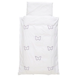 Parure de Lit Jollein Butterflies Blanc/ Violet Coton