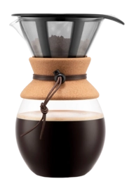 Cafetière Bodum Pour Over Met Filter en Kurken Hals 12 Kops Zwart 1,5 L