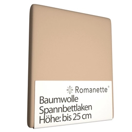 Spannbettlaken Romanette Camel (Baumwolle)-80 x 200 cm