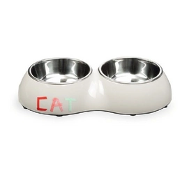 Voer en drinkbak Beeztees Tape Cat Melamine Grijs