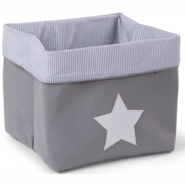 Panier de Rangement Childhome Rayures Grises 32 x 32 x 29 cm
