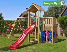 Speelset Jungle Gym Jungle Mansion + Playhouse 145 + 2-Swing X'tra Rood