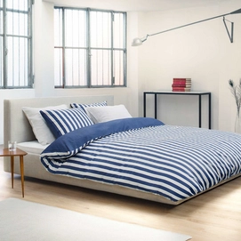 Bettwäsche Marc O'Polo Classic Stripe Blau Baumwoll-Satin