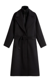 Coat Woolrich Women Twill Wool Long Coat Black