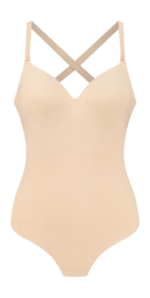Corrective Body Suit Bye Bra Women Low Back Bodysuit Thong Beige