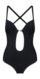 Corrective Body Suit Bye Bra Women Low Back Sensual Bodysuit Black