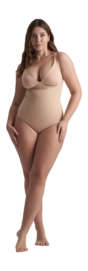 Corrective Body Suit Bye Bra Women Soft Touch Seamless Bodysuit Open Bust Beige