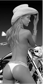 Strandtuch Cowgirl schwarz-weiß XL