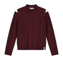 Crewneck Olaf Hussein Women Cable Knit Rum Raisin | Causeways
