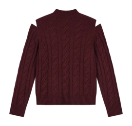 Crewneck Olaf Hussein Women Cable Knit Rum Raisin | Causeways