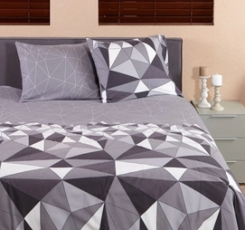 Dekbedovertrek Romanette Cube Antraciet Flanel