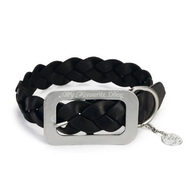 Halsband Designed by Lotte Gevlochten Leer Zwart