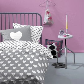 Dekbedovertrek Damai Hearts Grey Flanel