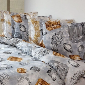 Bettwäsche Refined Diamonds Silber/Gold Mako-Satin