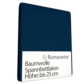 Spannbettlaken Romanette Dunkelblau (Baumwolle)-80 x 200 cm