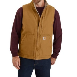 Gilet Sans Manches Carhartt Homme Washed Duck Lined Mock Neck Vest Carhartt Brown-XL