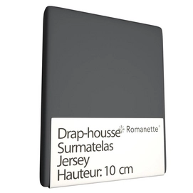 Drap-housse Surmatelas Romanette Anthracite (Jersey)-Lits Simples (80/90 x 200/210/220 cm)