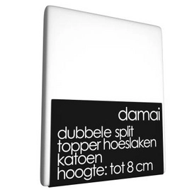 Dubbele Split Topper Hoeslaken 8 cm Damai White (Katoen)-160 x 200 cm