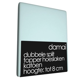 Dubbele Split Topper Hoeslaken 8 cm Damai Aqua (Katoen)-160 x 220 cm