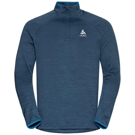 Long Sleeve Odlo Men's Mid Layer 1/2 Zip Run Easy Warm Blue Wing Teal Melange