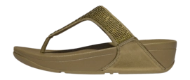 Slipper FitFlop Lulu Toepost Hotfix Damen Metallic Camo-Green