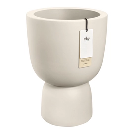 Elho Amber Coupe Rond 41 - Blanc Lin - L 41 x B x H 58 cm - Intérieur et Extérieur - 100% Plastique Recyclé