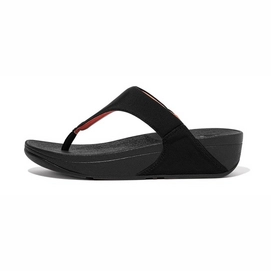Flip Flops FitFlop Lulu Toe Post Water Resistant Black/Sunshine Coral Damen-Schuhgröße 40