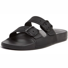 Slipper FitFlop iQushion Two-Bar Buckle Slides Women All Black
